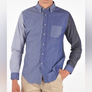 Wooster + Lardini collared shirt Men's Multi-Blue Striped Button Down